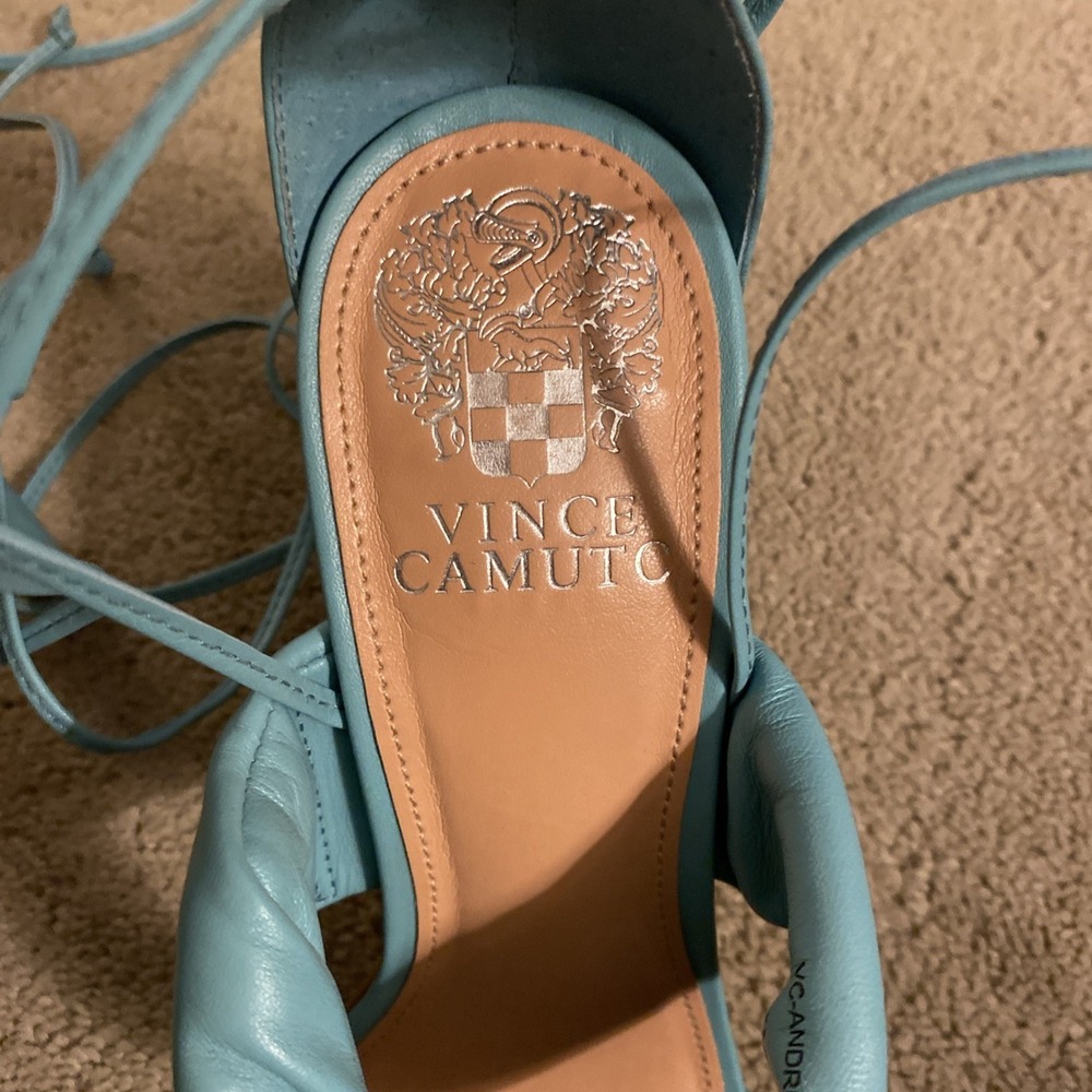 VINCE CAMUTO ANDREQUA ANKLE TIE STILETTO SANDAL IN SEASHORE SIZE 7M - Picture 4 of 15